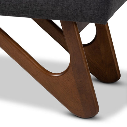 Baxton Studio - Rika Dining Bench in Dark Grey - BBT5367-Dark Grey/Walnut-Bench view 5