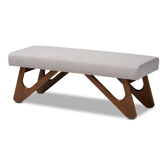 Baxton Studio - Rika Dining Bench in Greyish Beige - BBT5367-Greyish Beige/Walnut-Bench view 1