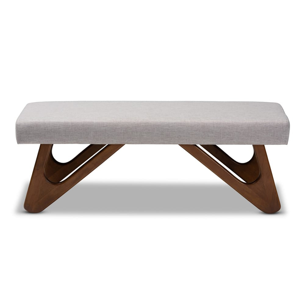 Baxton Studio - Rika Dining Bench in Greyish Beige - BBT5367-Greyish Beige/Walnut-Bench view 2