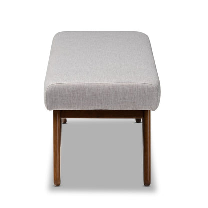 Baxton Studio - Rika Dining Bench in Greyish Beige - BBT5367-Greyish Beige/Walnut-Bench view 3