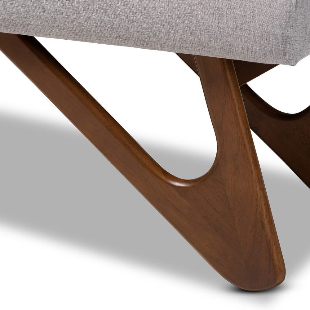 Baxton Studio - Rika Dining Bench in Greyish Beige - BBT5367-Greyish Beige/Walnut-Bench view 5