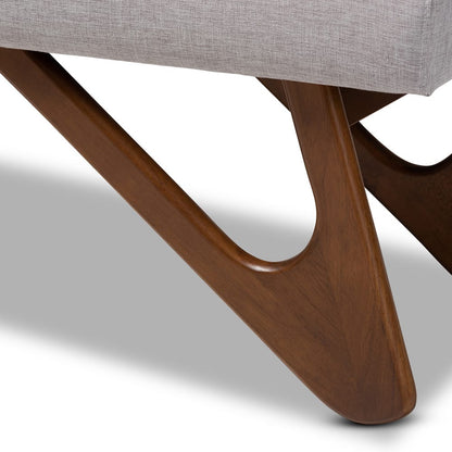 Baxton Studio - Rika Dining Bench in Greyish Beige - BBT5367-Greyish Beige/Walnut-Bench view 5