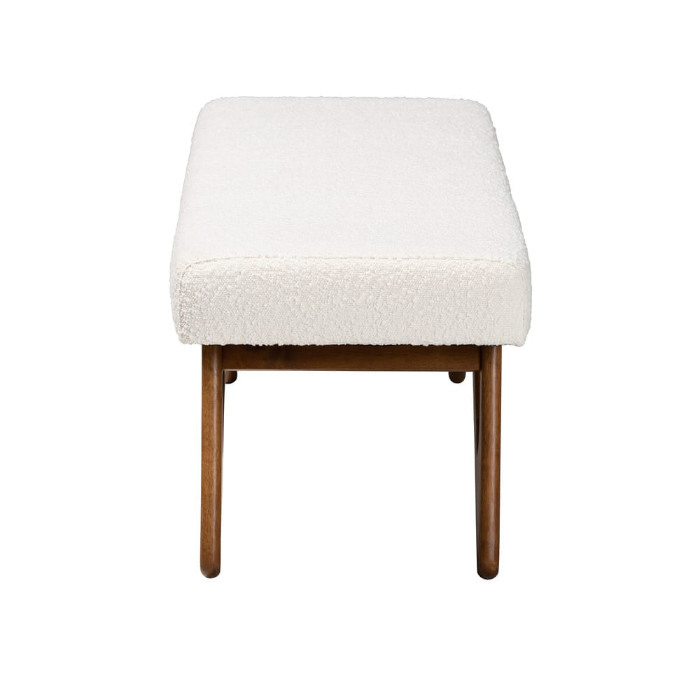 Baxton Studio - Rika Dining Bench in White/Walnut Brown - BBT5367-Cream/Walnut-Bench view 3
