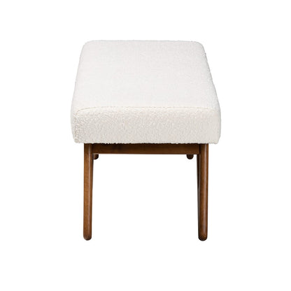 Baxton Studio - Rika Dining Bench in White/Walnut Brown - BBT5367-Cream/Walnut-Bench view 3