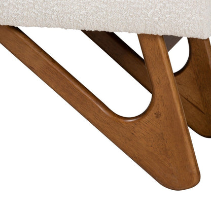 Baxton Studio - Rika Dining Bench in White/Walnut Brown - BBT5367-Cream/Walnut-Bench view 4
