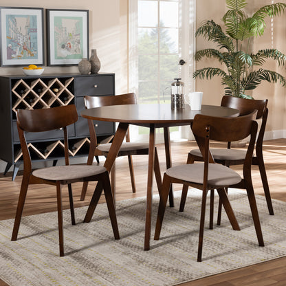 Baxton Studio - Rika Dining Set in Light Beige/Walnut - Iora/Hexa-Latte/Walnut-5PC Dining Set view 6