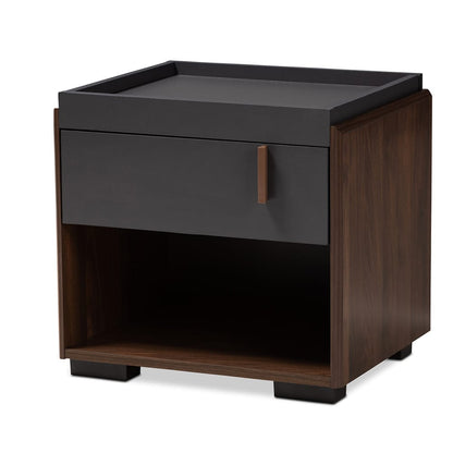 Baxton Studio - Rikke Nightstand in Gray/Walnut - BR3NT304-Columbia/Dark Grey-NS view 1