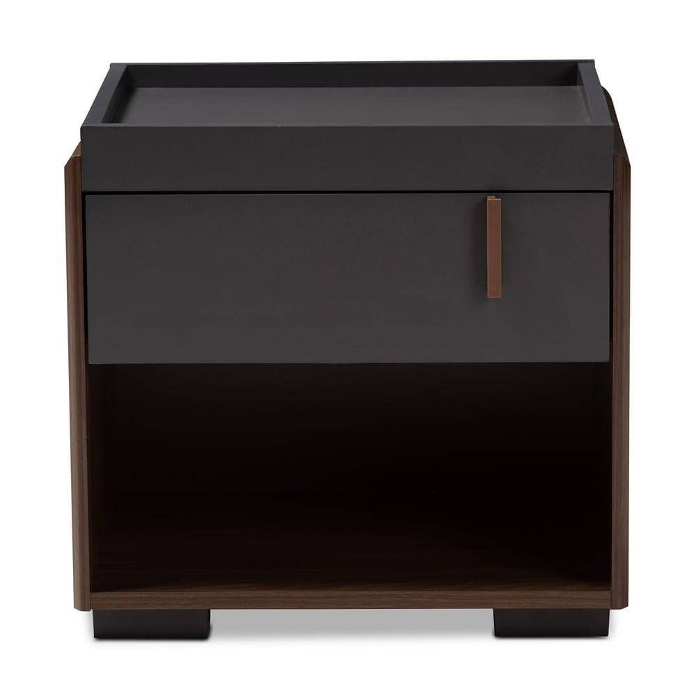 Baxton Studio - Rikke Nightstand in Gray/Walnut - BR3NT304-Columbia/Dark Grey-NS view 3