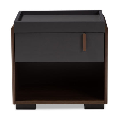 Baxton Studio - Rikke Nightstand in Gray/Walnut - BR3NT304-Columbia/Dark Grey-NS view 3
