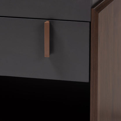 Baxton Studio - Rikke Nightstand in Gray/Walnut - BR3NT304-Columbia/Dark Grey-NS view 5