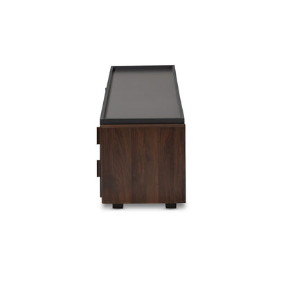 Baxton Studio - Rikke TV Stand in Gray/Walnut - BR3TV313-Columbia/Dark Grey-TV view 4