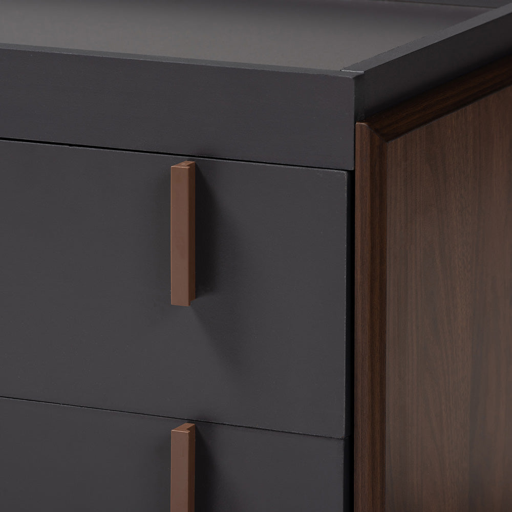 Baxton Studio - Rikke TV Stand in Gray/Walnut - BR3TV313-Columbia/Dark Grey-TV view 5