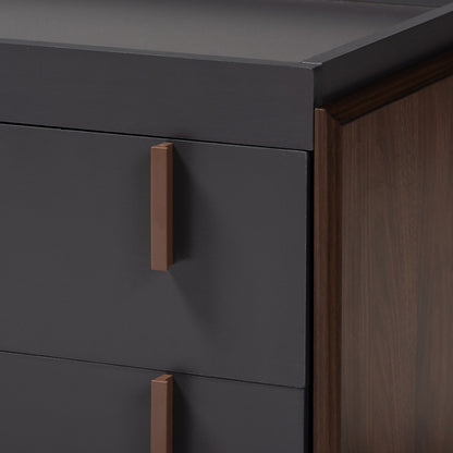 Baxton Studio - Rikke TV Stand in Gray/Walnut - BR3TV313-Columbia/Dark Grey-TV view 5