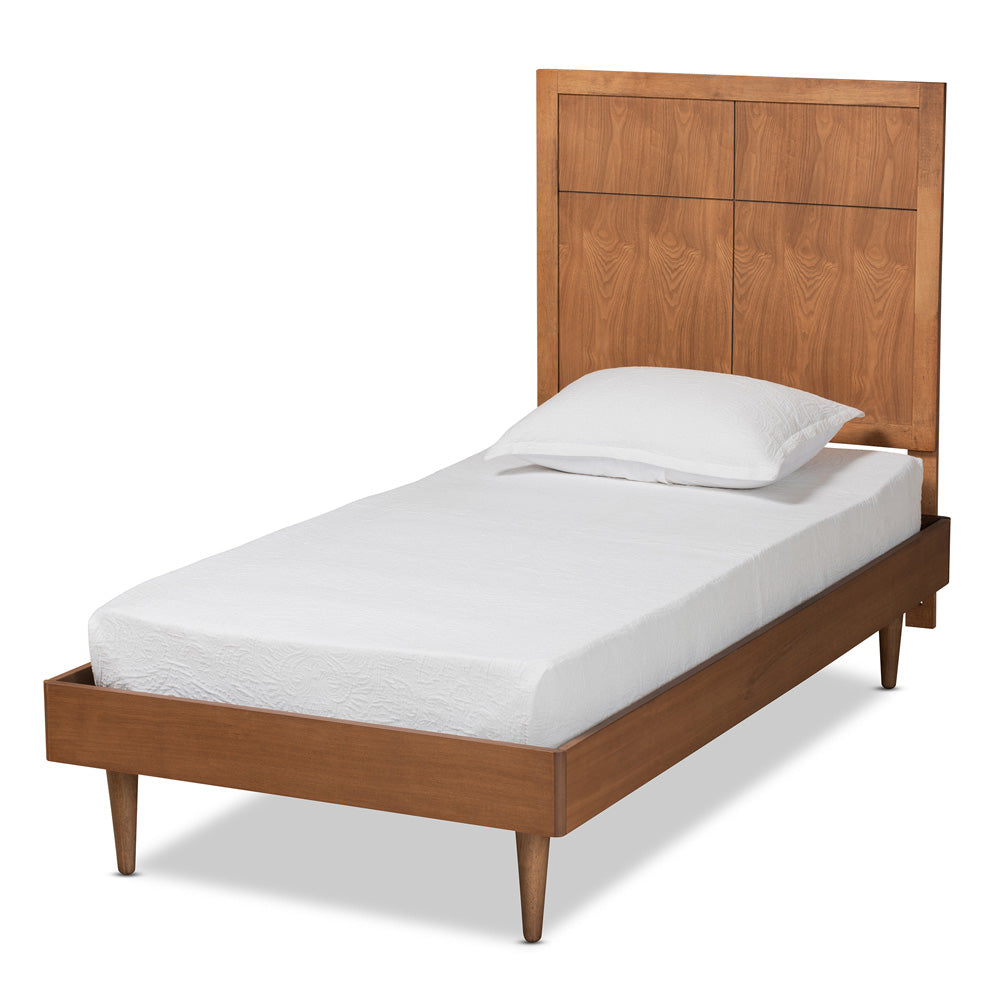 Baxton Studio - Rin Twin Size Bed in Walnut Brown - Rin-Ash Walnut-Twin view 1