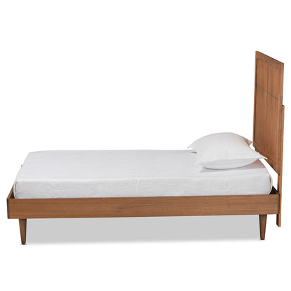 Baxton Studio - Rin Twin Size Bed in Walnut Brown - Rin-Ash Walnut-Twin view 2