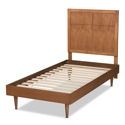 Baxton Studio - Rin Twin Size Bed in Walnut Brown - Rin-Ash Walnut-Twin view 3