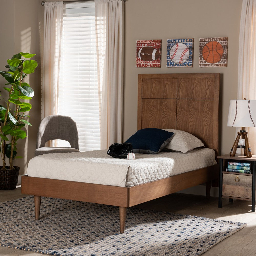 Baxton Studio - Rin Twin Size Bed in Walnut Brown - Rin-Ash Walnut-Twin view 6