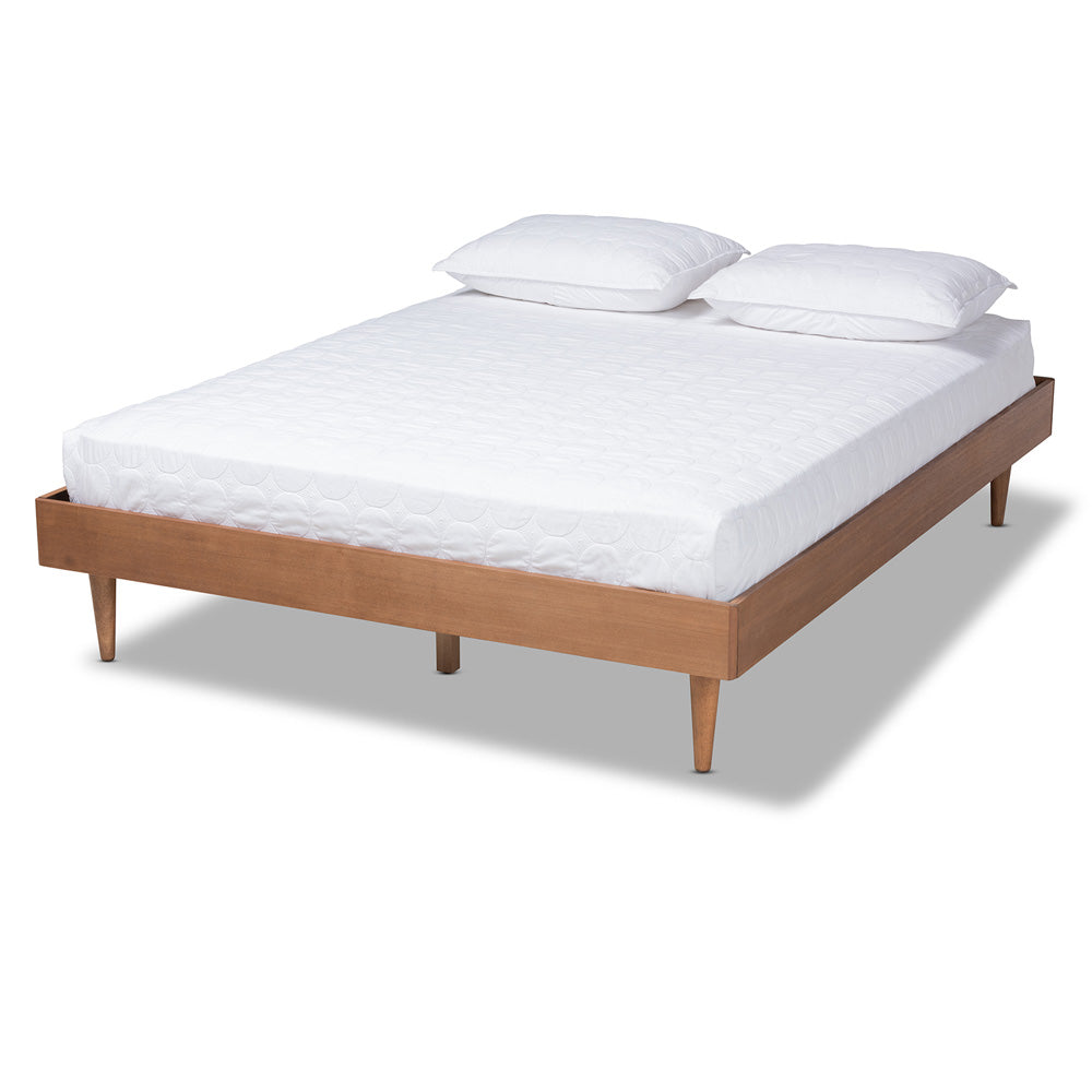 Baxton Studio - Rina Full Size Bed Frame in Ash walnut - MG97151-Ash Walnut-Full-Frame view 1