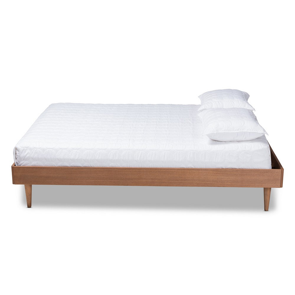 Baxton Studio - Rina Full Size Bed Frame in Ash walnut - MG97151-Ash Walnut-Full-Frame view 2