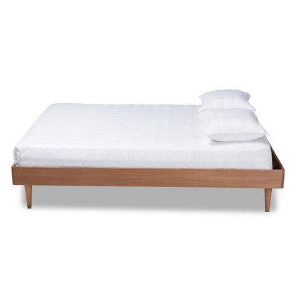Baxton Studio - Rina Full Size Bed Frame in Ash walnut - MG97151-Ash Walnut-Full-Frame view 2