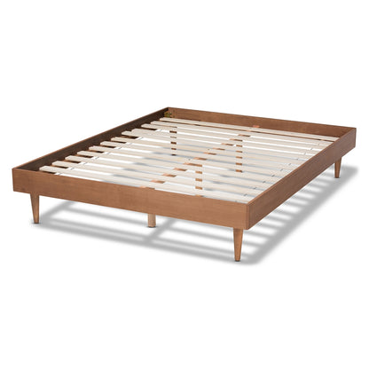 Baxton Studio - Rina Full Size Bed Frame in Ash walnut - MG97151-Ash Walnut-Full-Frame view 3
