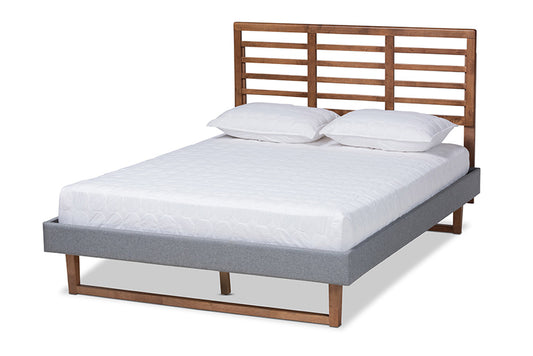 Baxton Studio - Rina Full Size Bed - Rina-Dark Grey/Ash Walnut-Full view 1