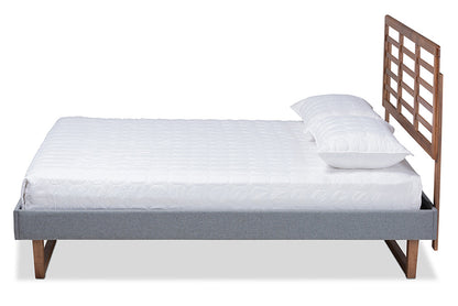 Baxton Studio - Rina Full Size Bed - Rina-Dark Grey/Ash Walnut-Full view 2