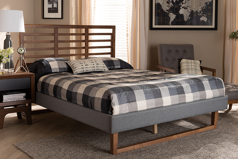 Baxton Studio - Rina Full Size Bed - Rina-Dark Grey/Ash Walnut-Full view 5