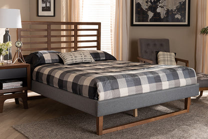 Baxton Studio - Rina Full Size Bed - Rina-Dark Grey/Ash Walnut-Full view 5
