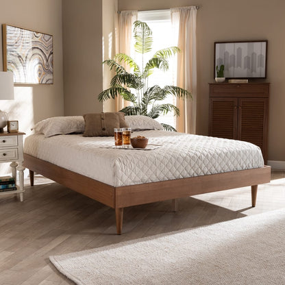 Baxton Studio - Rina Queen Size Bed Frame in Ash walnut - MG97151-Ash Walnut-Queen-Frame view 6
