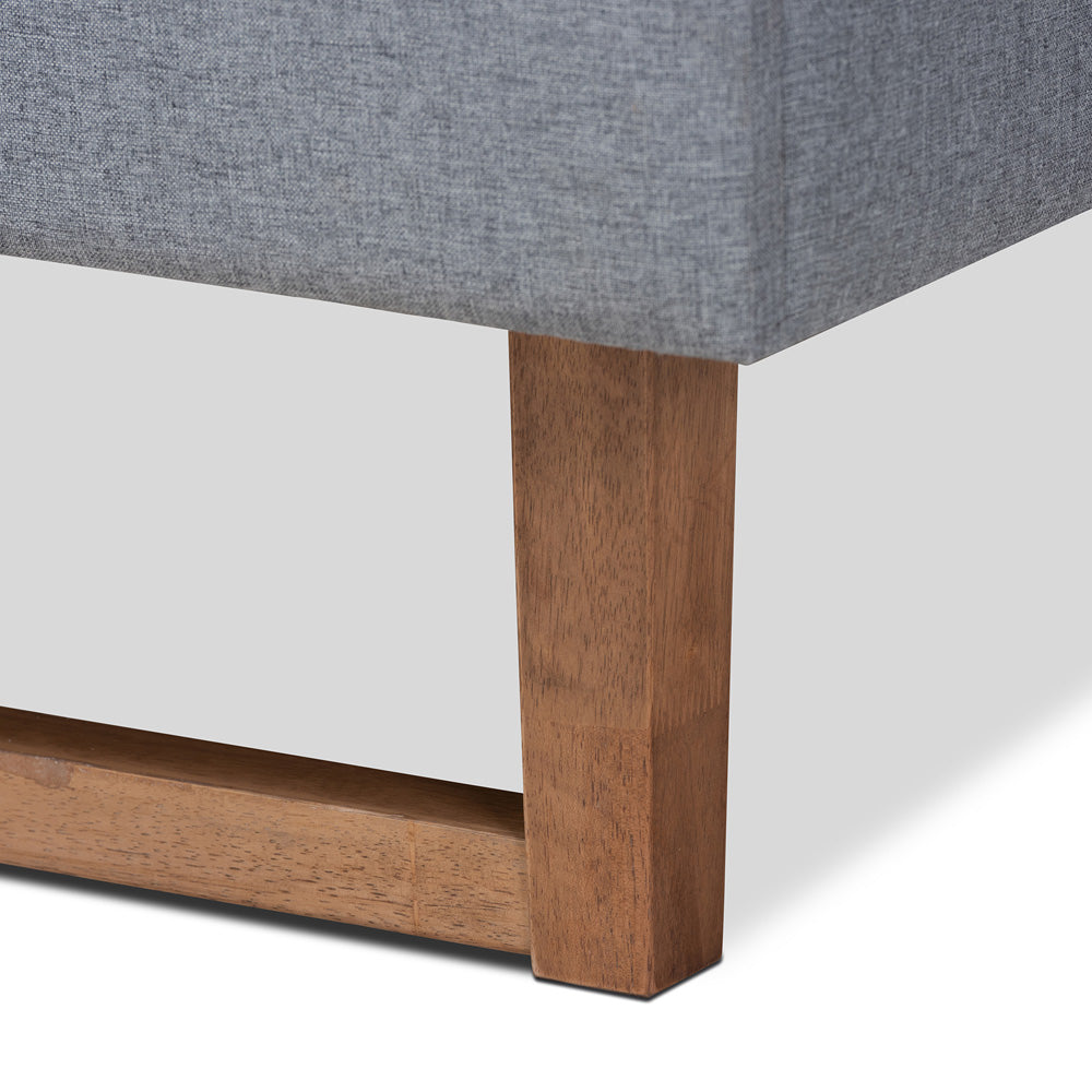 Baxton Studio - Rina Queen Size Bed in Dark Grey/Ash walnut - Rina-Dark Grey/Ash Walnut-Queen view 5