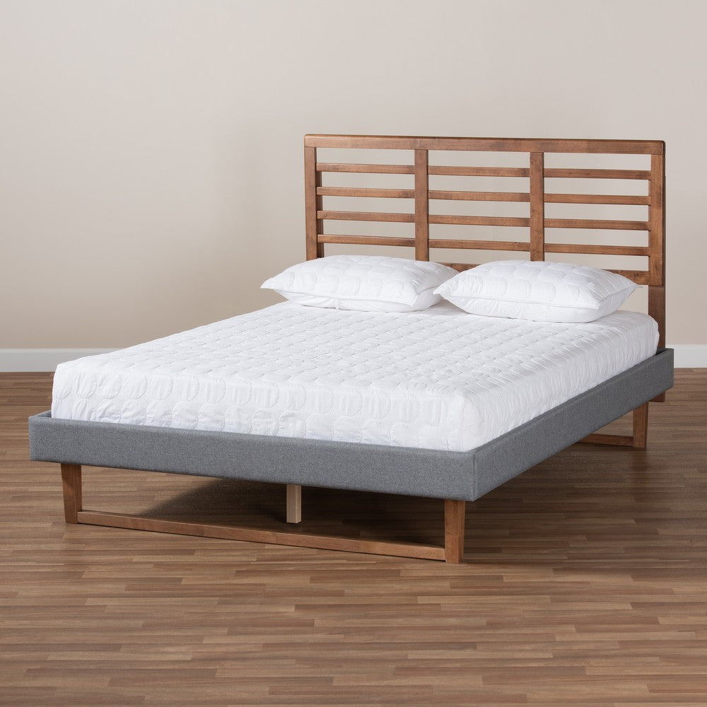 Baxton Studio - Rina Queen Size Bed in Dark Grey/Ash walnut - Rina-Dark Grey/Ash Walnut-Queen view 7