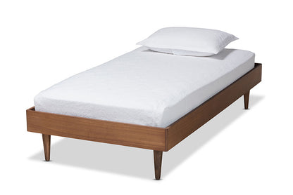 Baxton Studio - Rina Twin Size Bed Frame in Ash Walnut - MG97151-Ash Walnut-Frame-Twin view 1