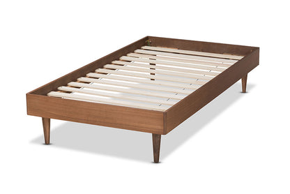 Baxton Studio - Rina Twin Size Bed Frame in Ash Walnut - MG97151-Ash Walnut-Frame-Twin view 3