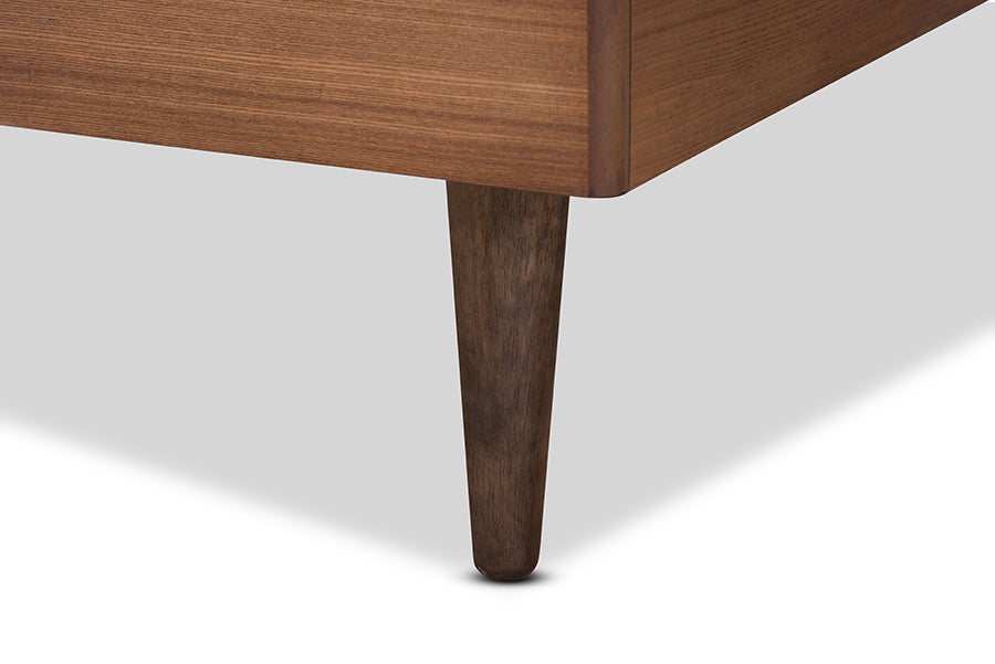 Baxton Studio - Rina Twin Size Bed Frame in Ash Walnut - MG97151-Ash Walnut-Frame-Twin view 4