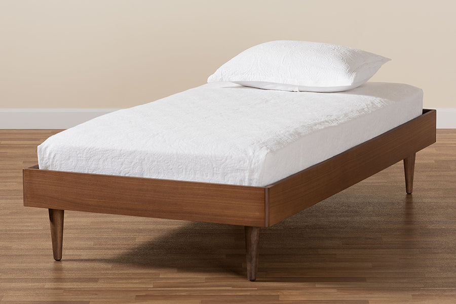 Baxton Studio - Rina Twin Size Bed Frame in Ash Walnut - MG97151-Ash Walnut-Frame-Twin view 6