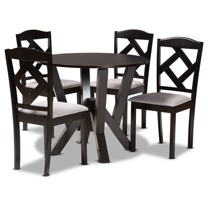 Baxton Studio - Riona Dining Set in Grey/Dark Brown - Riona-Grey/Dark Brown-5PC Dining Set view 1