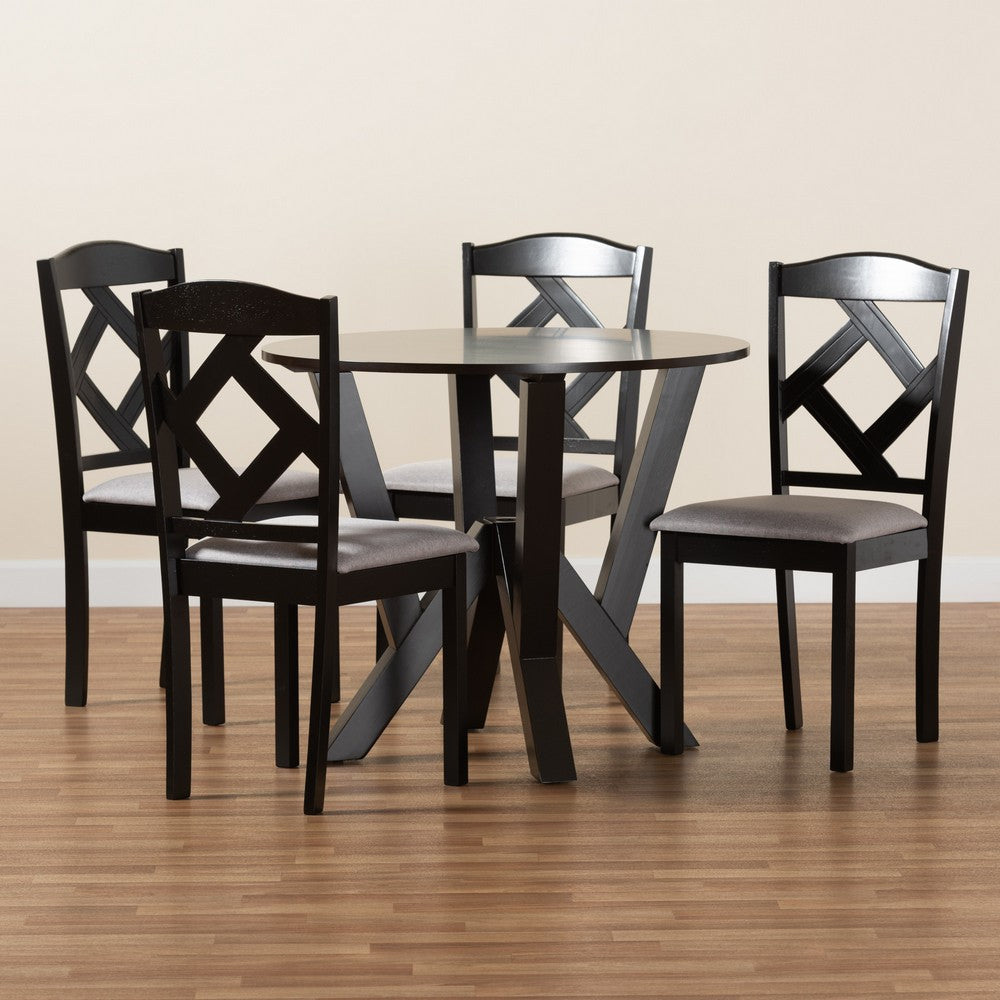 Baxton Studio - Riona Dining Set in Grey/Dark Brown - Riona-Grey/Dark Brown-5PC Dining Set view 9