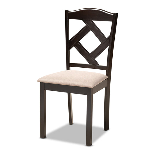 Baxton Studio - Riona Dining Set in Sand/Dark Brown - Riona-Sand/Dark Brown-5PC Dining Set view 2