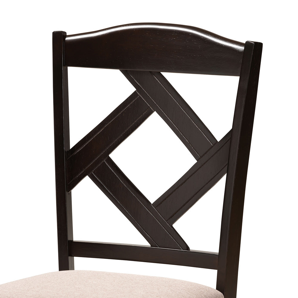 Baxton Studio - Riona Dining Set in Sand/Dark Brown - Riona-Sand/Dark Brown-5PC Dining Set view 5