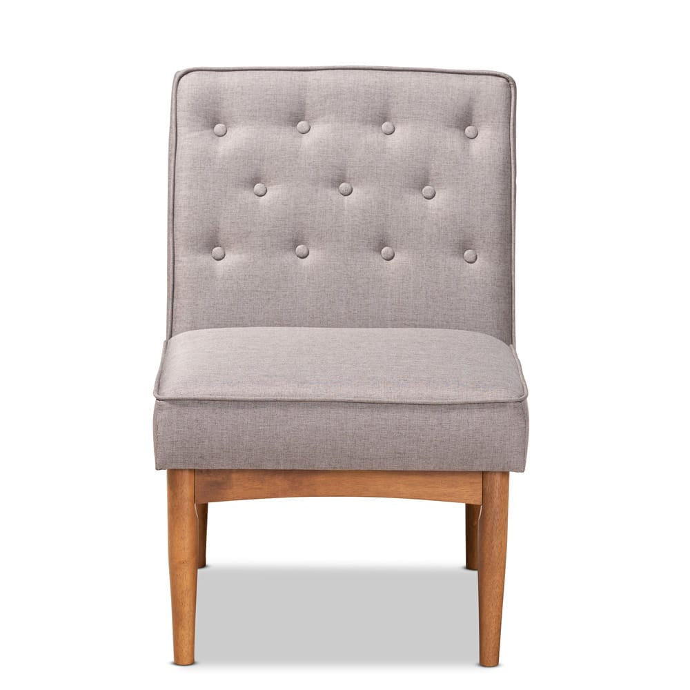 Baxton Studio - Riordan Dining Chair in Grey/Walnut Brown  - BBT8051.13-Grey/Walnut-CC view 2