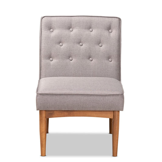 Baxton Studio - Riordan Dining Chair in Grey/Walnut Brown  - BBT8051.13-Grey/Walnut-CC view 2