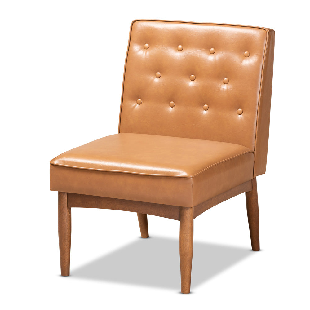 Baxton Studio - Riordan Dining Chair in Tan/Walnut Brown - BBT8051.13-Tan/Walnut-CC view 1