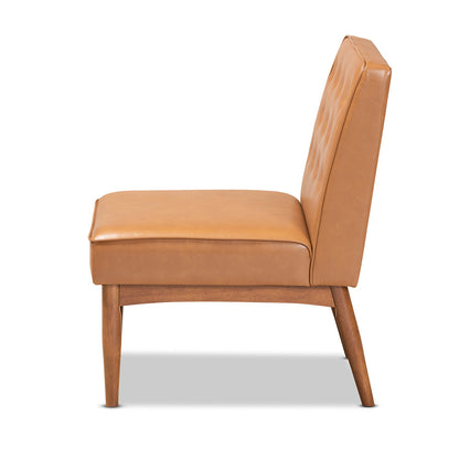 Baxton Studio - Riordan Dining Chair in Tan/Walnut Brown - BBT8051.13-Tan/Walnut-CC view 3