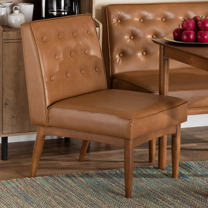 Baxton Studio - Riordan Dining Chair in Tan/Walnut Brown - BBT8051.13-Tan/Walnut-CC view 7