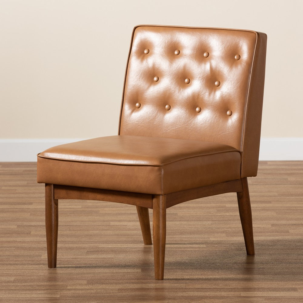 Baxton Studio - Riordan Dining Chair in Tan/Walnut Brown - BBT8051.13-Tan/Walnut-CC view 8