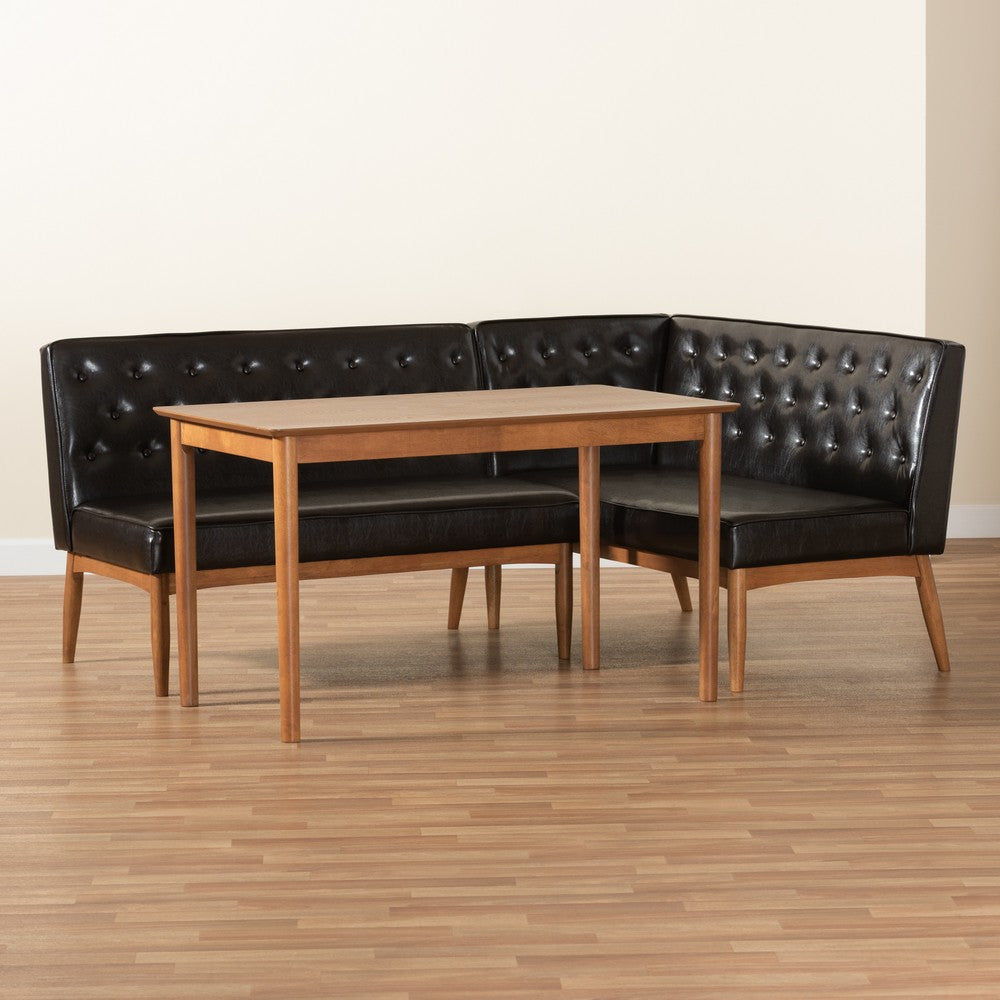 Baxton Studio - Riordan Dining Set in Dark Brown/Walnut Brown - BBT8051.13-Dark Brown/Walnut-3PC Dining Nook Set view 9