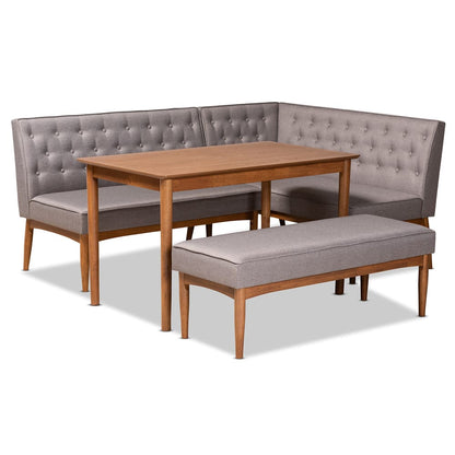Baxton Studio - Riordan Dining Set in Grey/Walnut Brown  - BBT8051.13-Grey/Walnut-4PC Dining Nook Set view 1