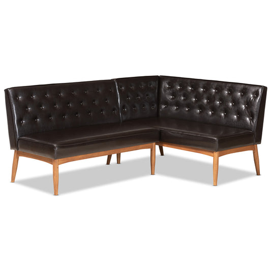 Baxton Studio - Riordan Dining Sofa Bench in Dark Brown/Walnut Brown - BBT8051.13-Dark Brown/Walnut-2PC SF Bench view 1