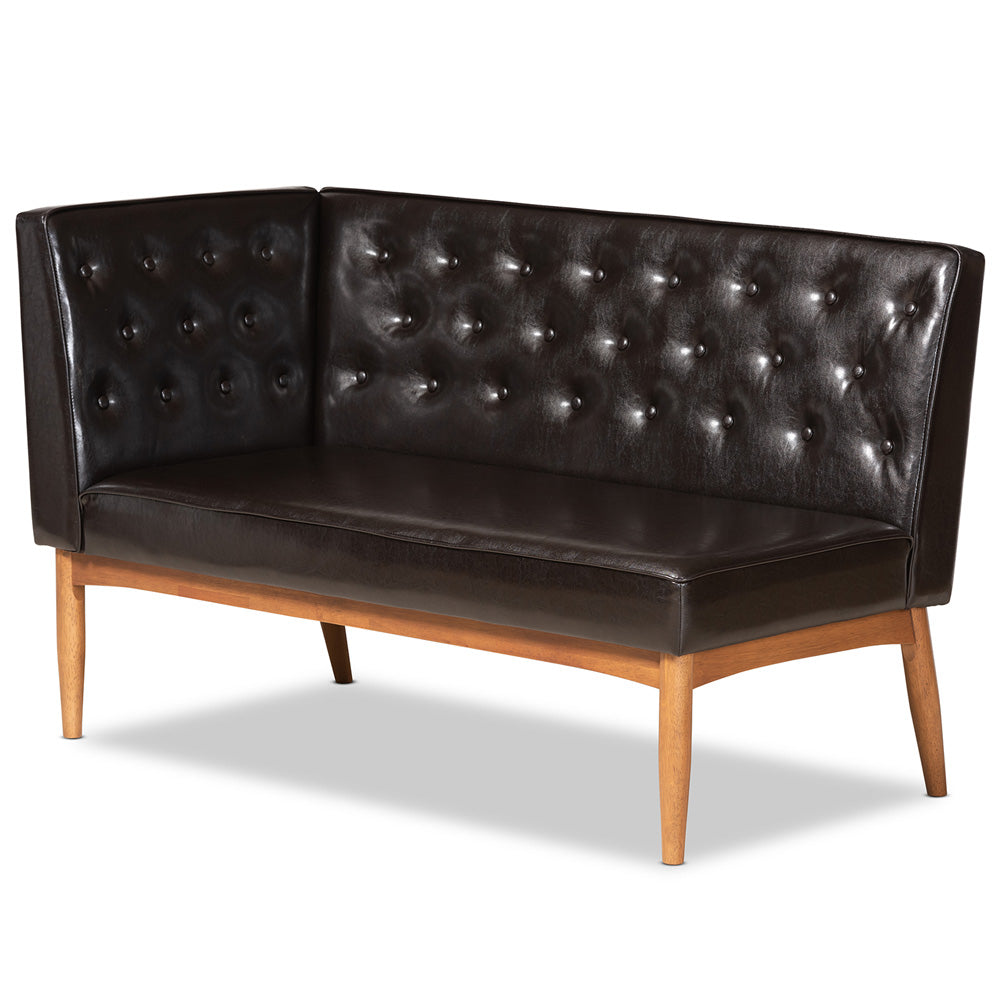 Baxton Studio - Riordan Dining Sofa Bench in Dark Brown/Walnut Brown - BBT8051.13-Dark Brown/Walnut-2PC SF Bench view 2